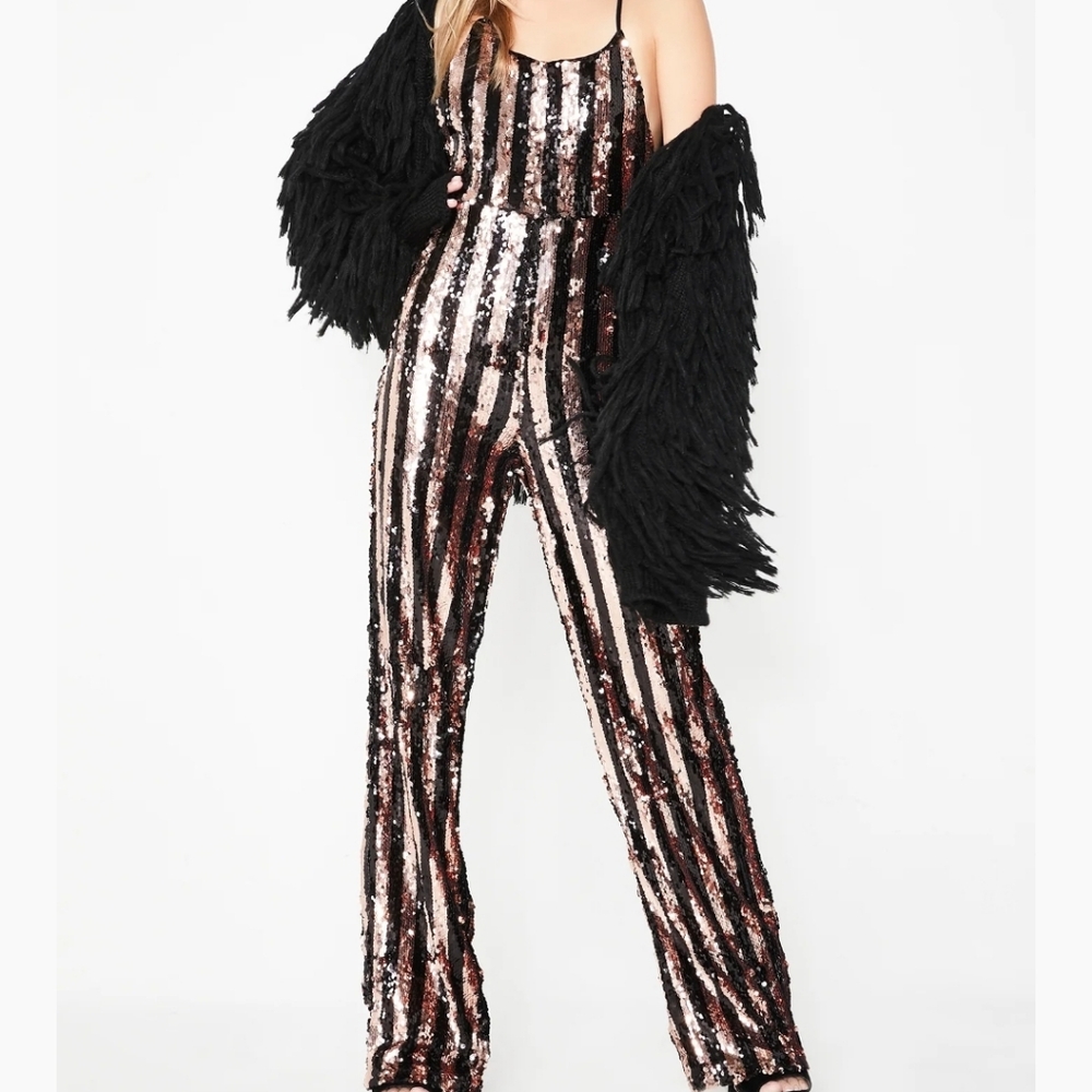 Rehab Gold Sequin Jumpsuit Romper